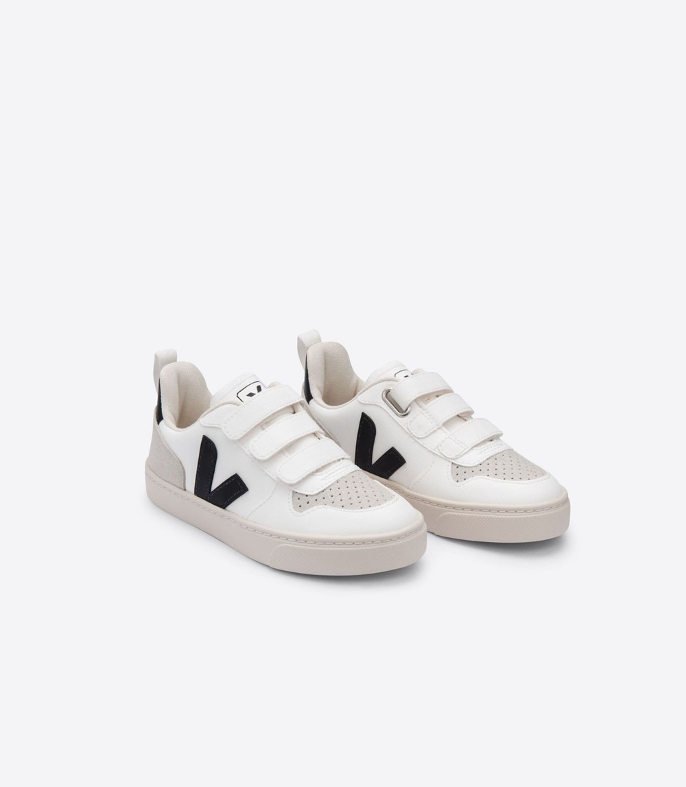 Veja Sneakers Kids - V-10 Velcro Cwl - White/Black - 3794RMPUD
